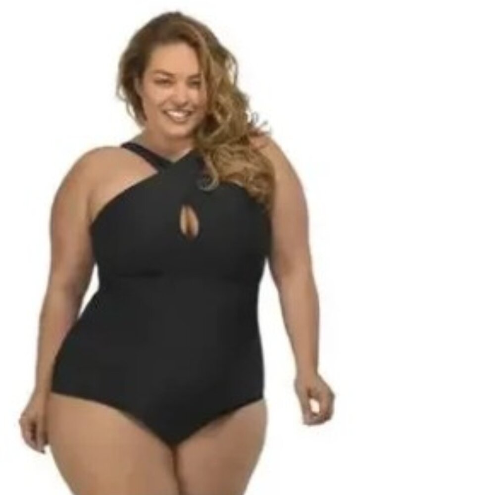 Lysa Kylie Keyhole Black One Piece Swimsuit Women Plus Size 3X